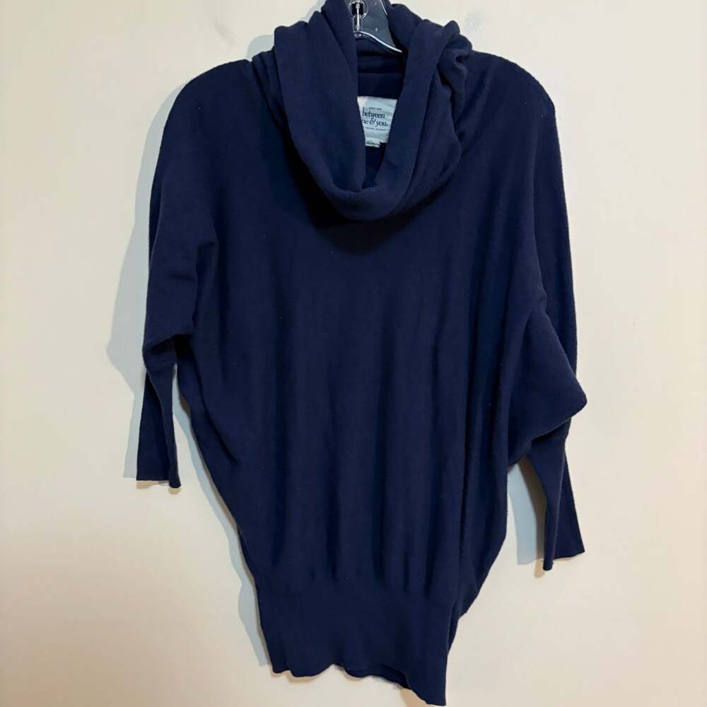 Between Me & You Cowl Neck Sweater Womens S Navy Oversized Dolman Slouchy